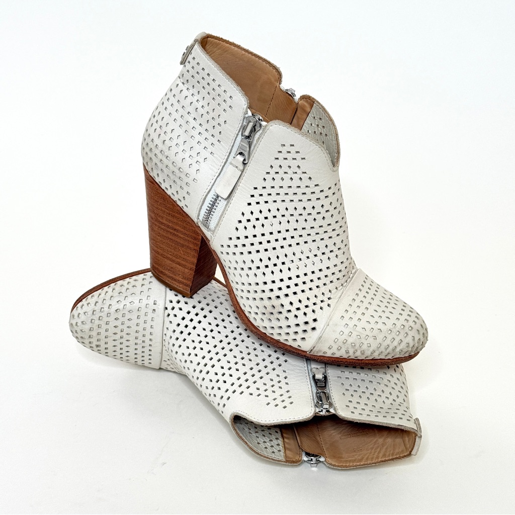 Rag & Bone White Perforated Ankle Boots